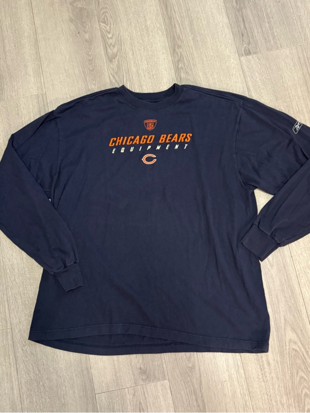 Chicago Bears NFL Reebok Navy Blue Long-Sleeve Crewneck Shirt